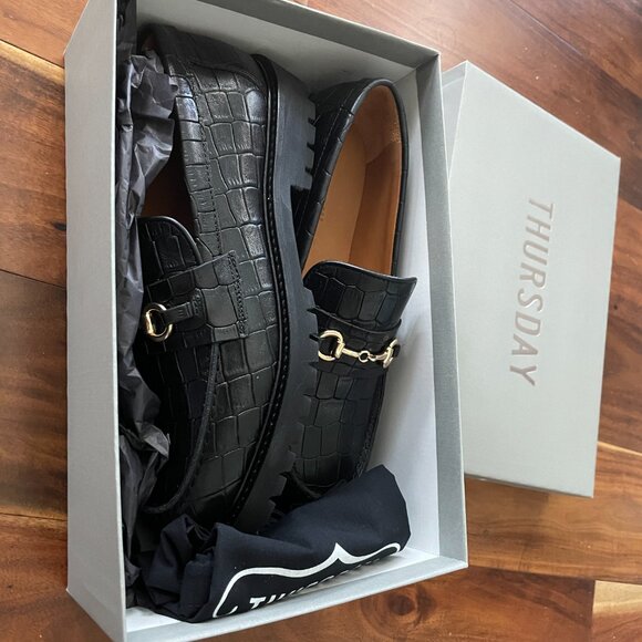 Thursday Boot Company Penny Loafers Black Croc - Picture 3 of 4
